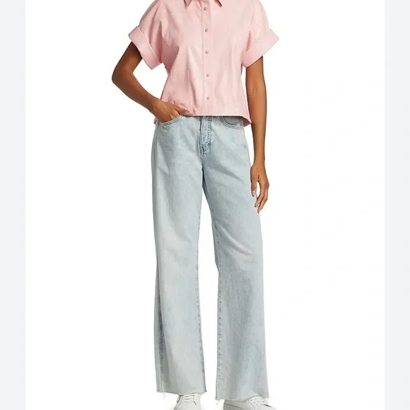 Alice + Olivia Edyth Faux Leather Shirt